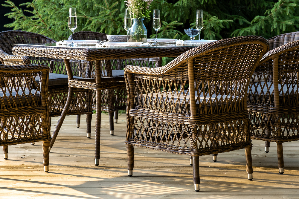 "Амароне" обеденная группа из искусственного ротанга на 6 персон, цвет коричневый
