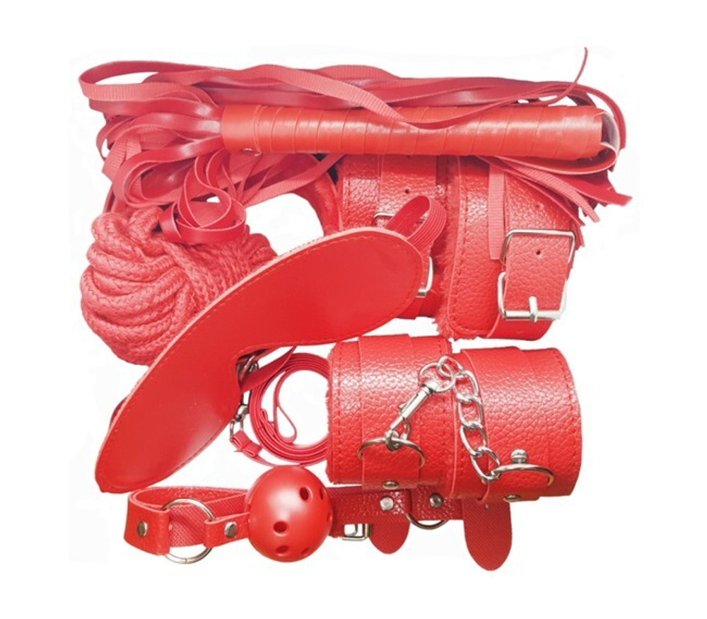 Секс-набор для бондажа Onjoy BDSM Starter Kit красный (7 предметов) (Цвет: красный)