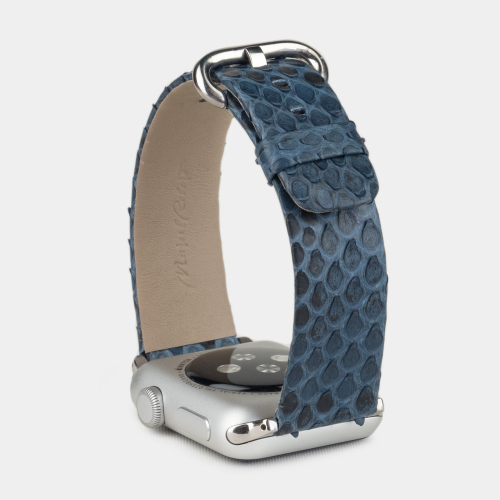 Ремешок для Apple Watch 40/41/42 mm из кожи питона, синего цвета