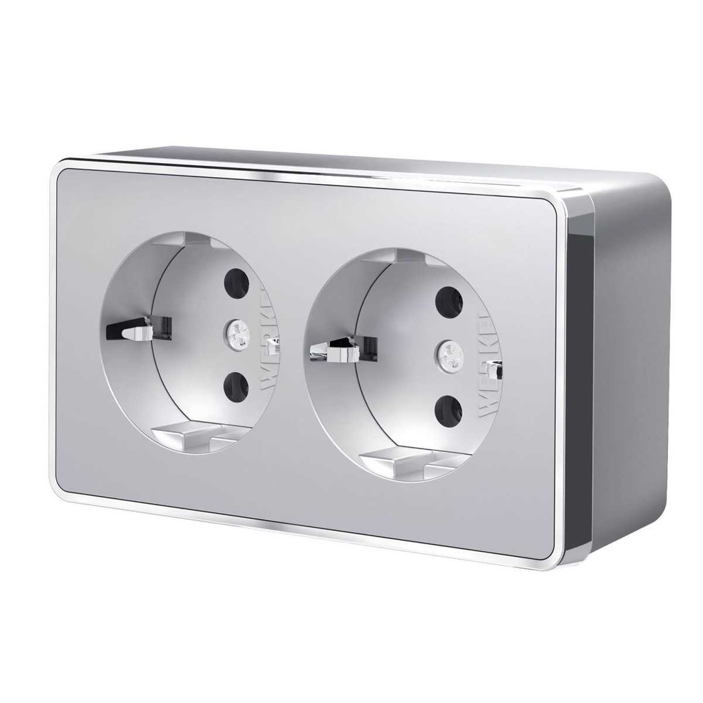 Розетка двойная с заземлением Werkel Gallant серебряный W5072106 4690389167188