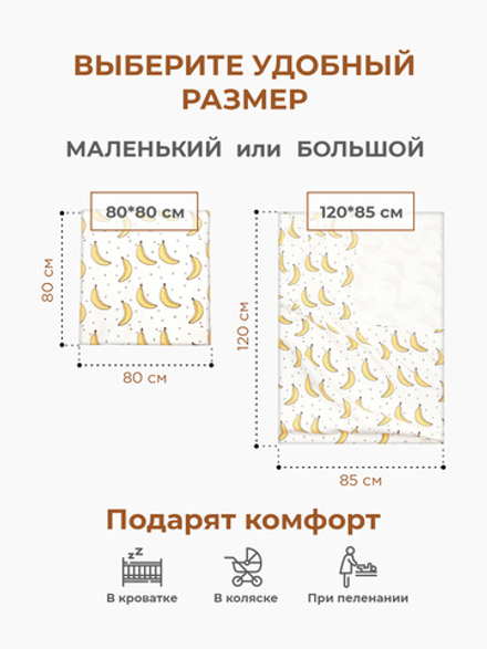 Сет из 3х пелёнок Mjölk Бананы/Mustard/Клетка
