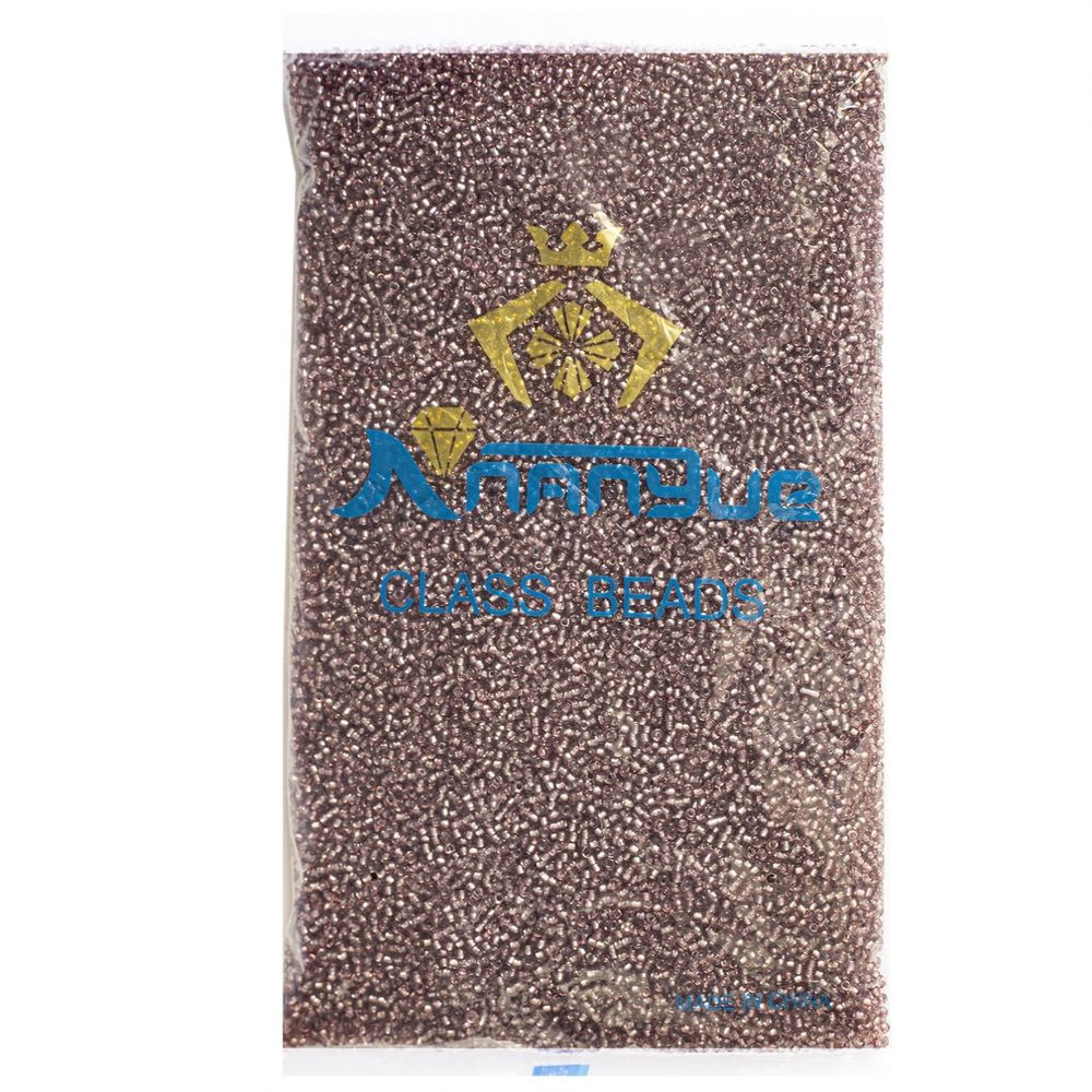 Бисер Alingar размер №12 вес 450 гр., сливовый прозрачный, внутреннее серебрение, пакет