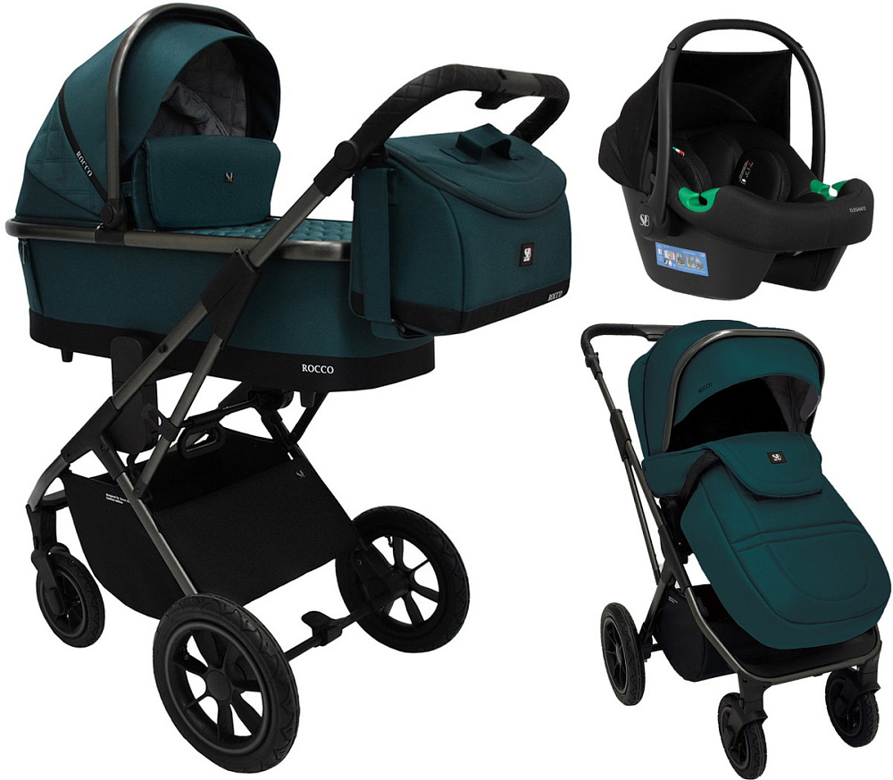 Коляска 4 в 1 Sweet Baby Rocco Air + автокресло Elegante Plus с базой i-Size ISOFIX DK780 Green (Air)