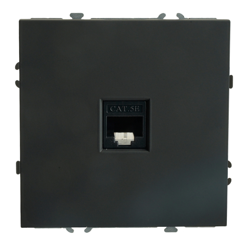 Розетка компьютерная 1-местная RJ-45 (механизм), STEKKER, серия Эмили, RST00-5117-05, черный уголь, soft touch 49847