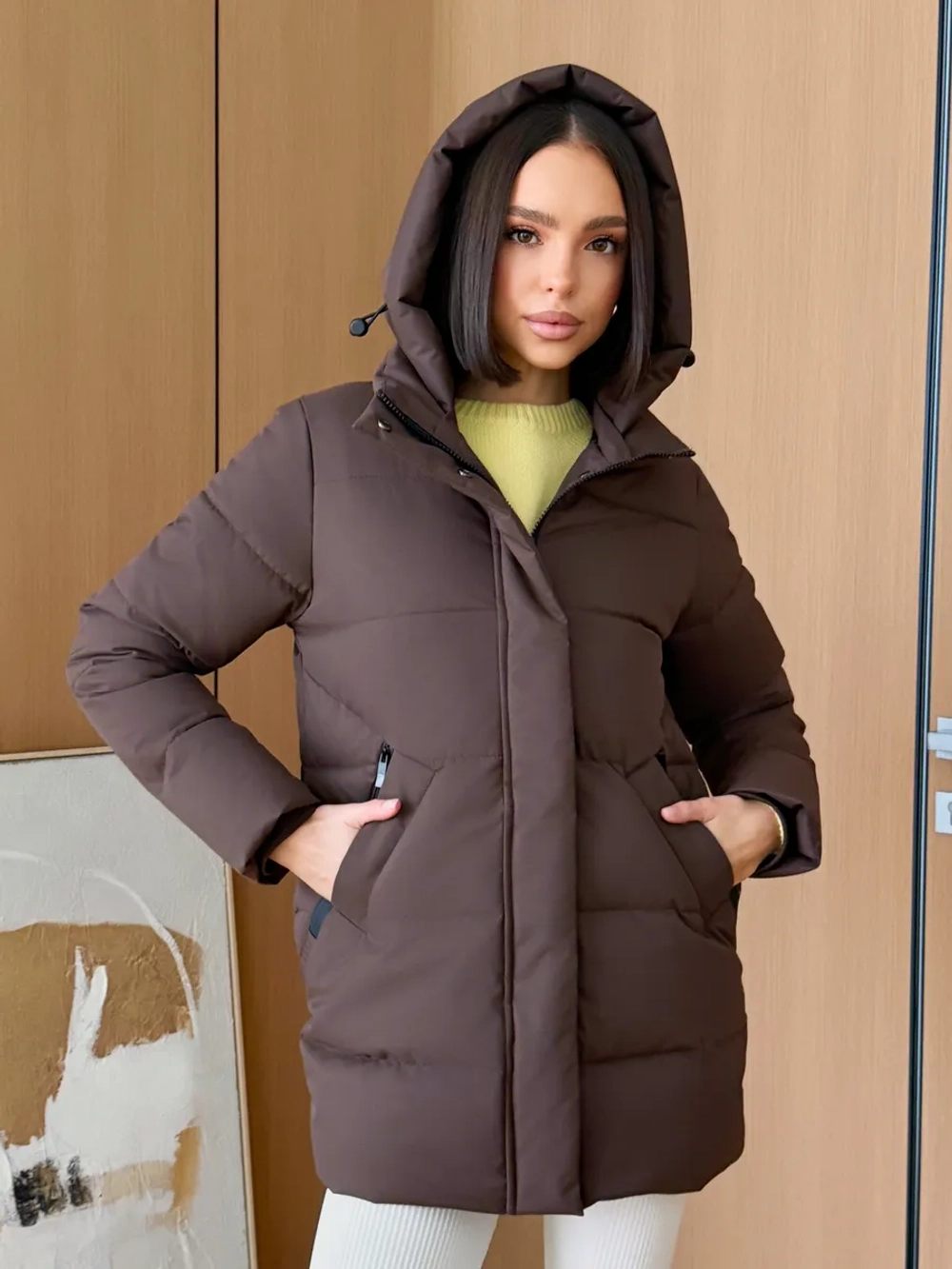 Куртка весенняя удлиненная со съемным капюшоном