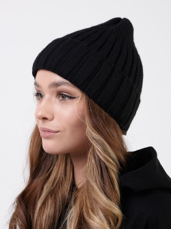 Женская зимняя шапка с отворотом Prival Classic-1, чёрная