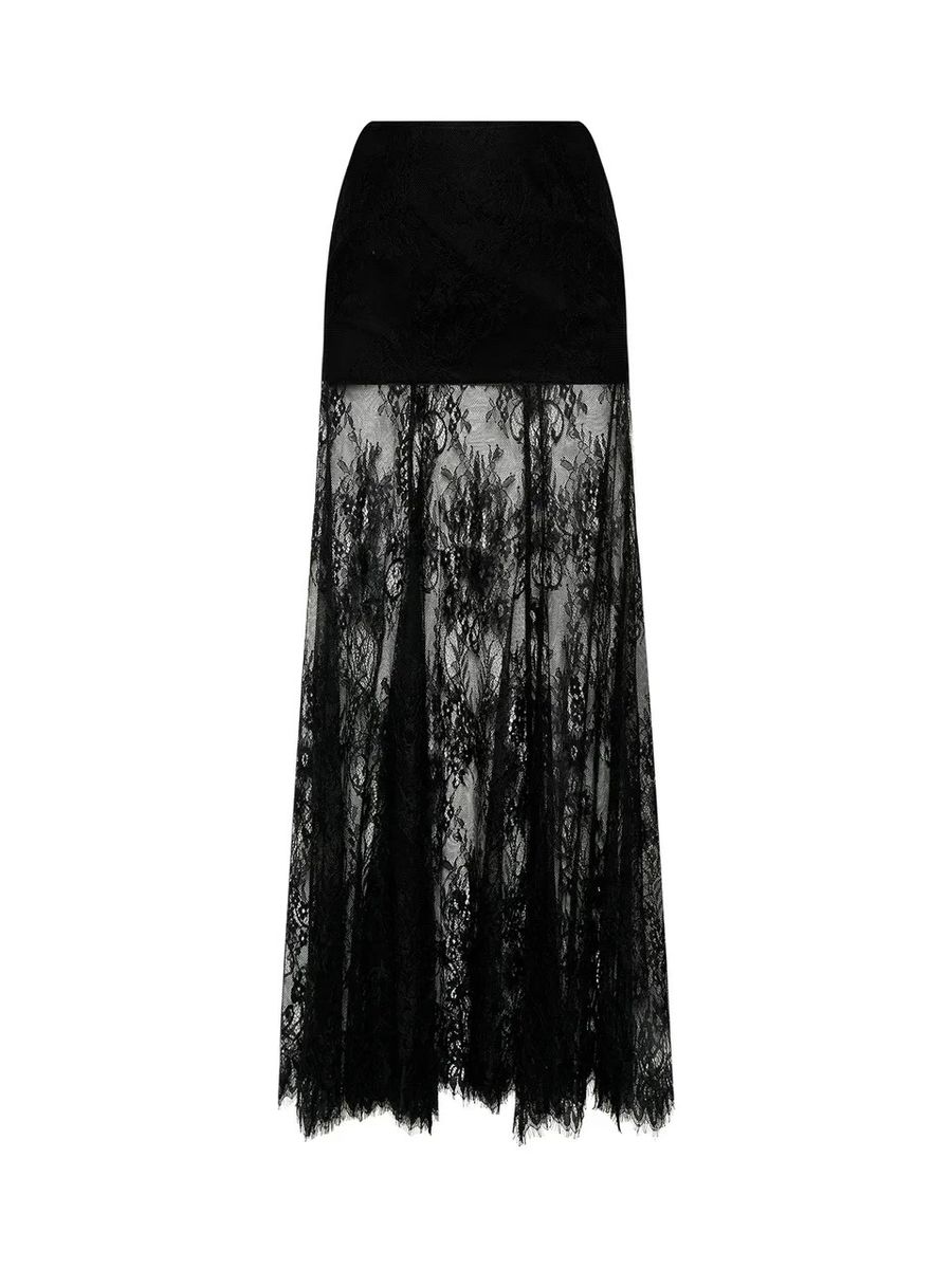 Юбка из гипюра макси черная