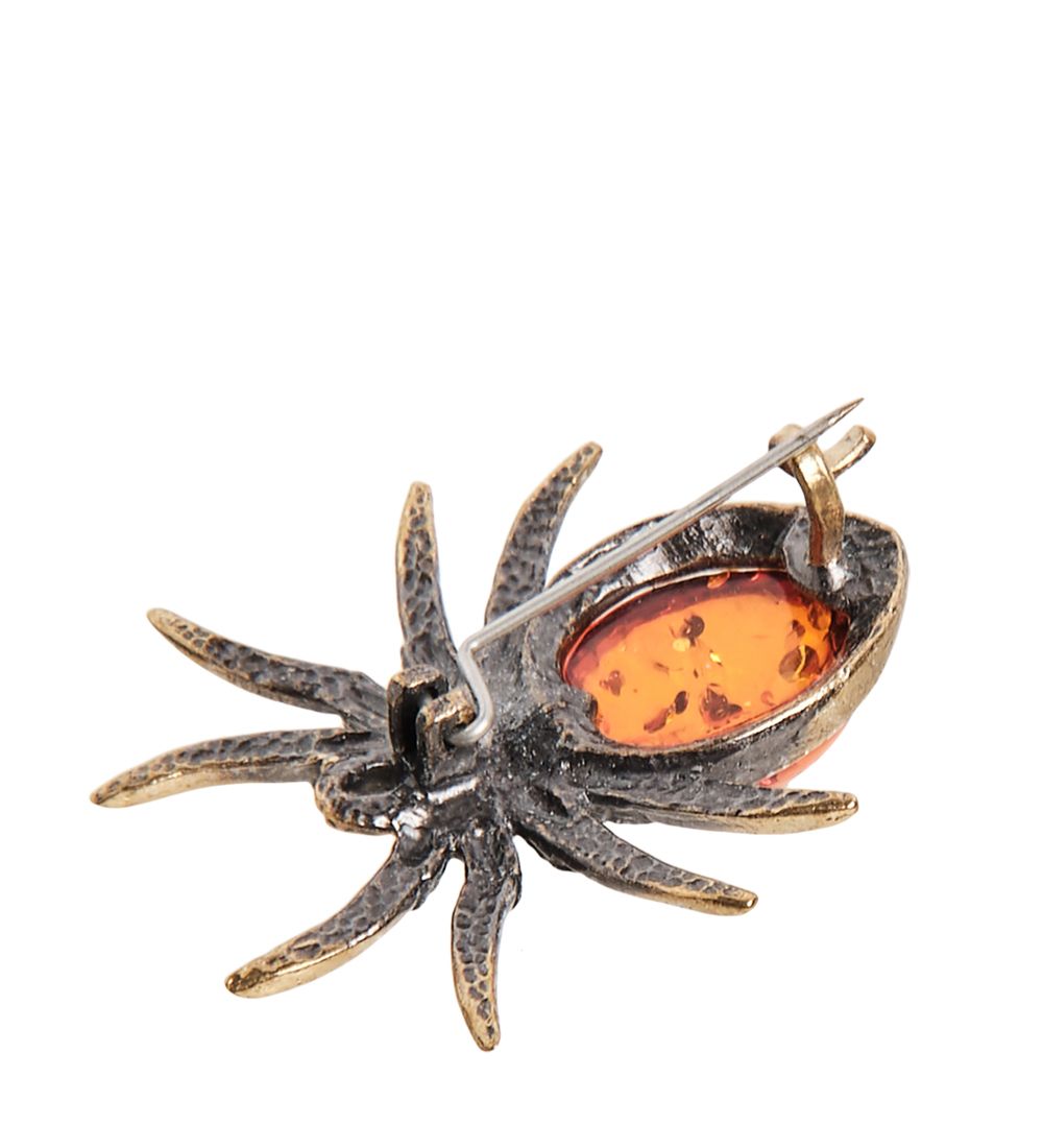 AM-1894 Брошь «Паук» (латунь, янтарь)