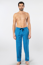 Брюки домашние мужские голубой крупная клетка