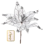 Украшение новогоднее «Пуансеттия - Искристый цветок» 20 см, Серебро