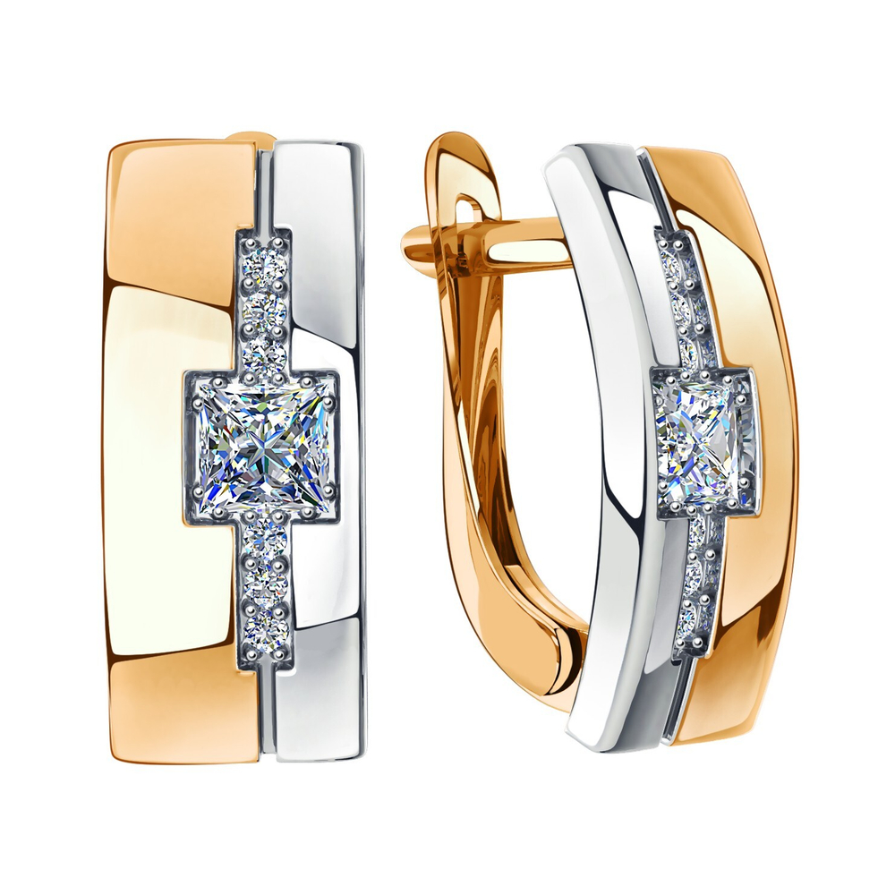 Серьги из золота 585 пробы с Фианит