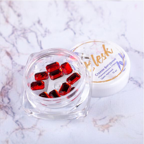 Blesk, Стразы фигурные "Прямоугольник", цвет красный 4*6 мм (10 шт)