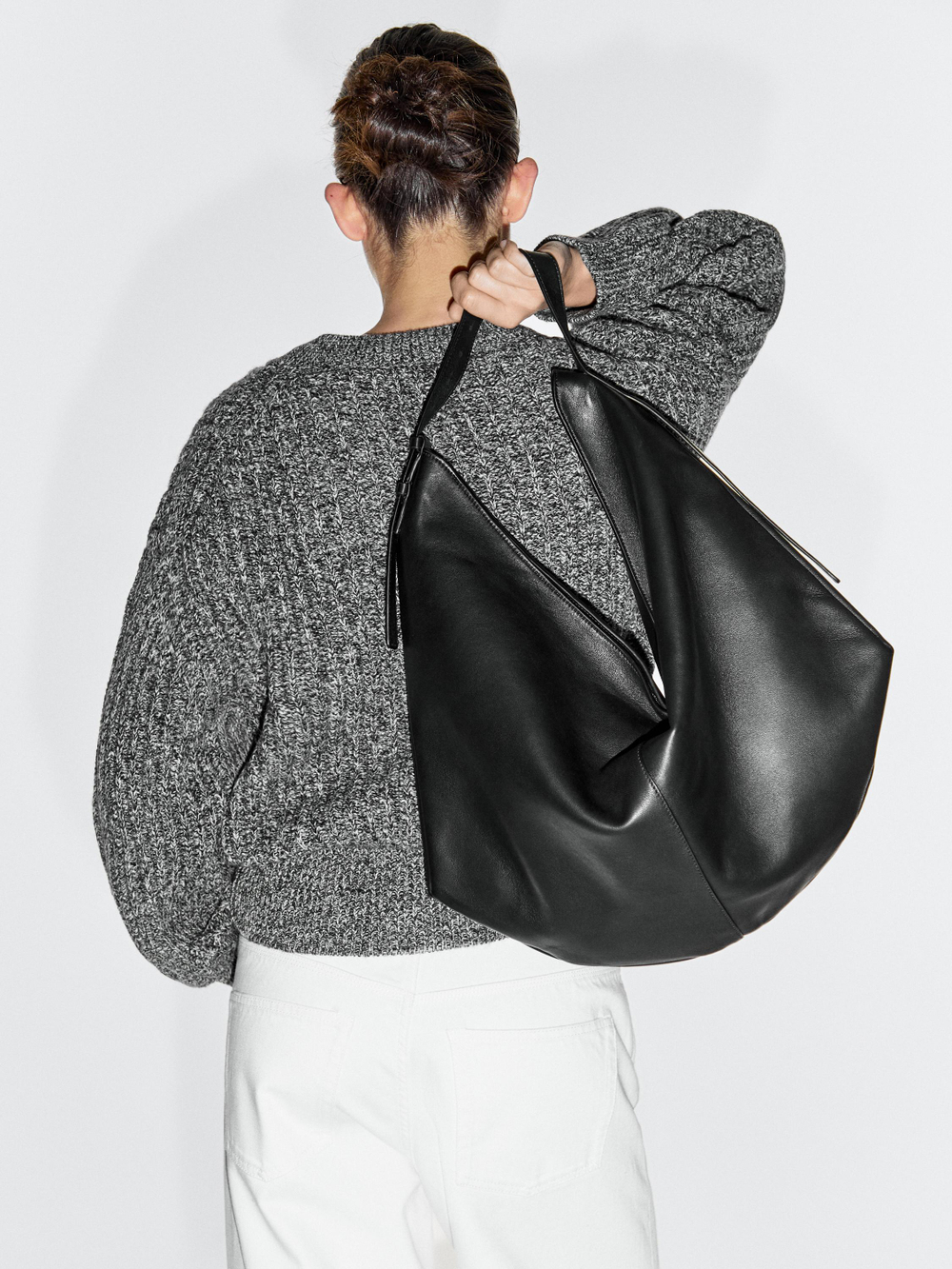 Massimo Dutti Сумка из кожи наппа, черный