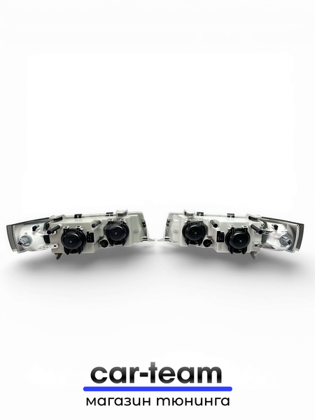 Фары на ВАЗ 2110, 2111, 2112 передние с Bi LED модулями 2.5 дюйма, черная маска, тонированные поворотники (под ключ)