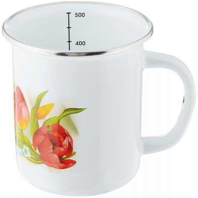 Кружка эмалированная 0,5л с рисунком