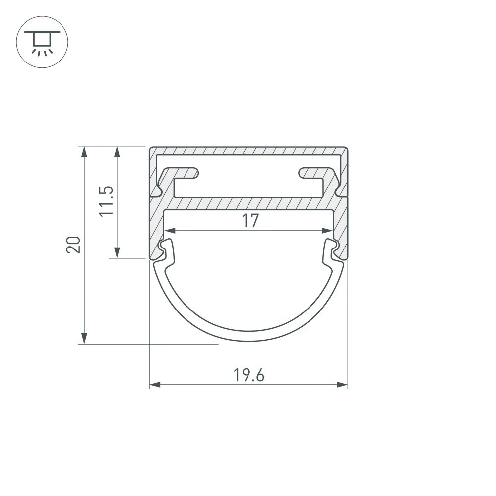 Профиль ARH-WIDE-B-H20-2000 ANOD (Arlight, Алюминий) 016188