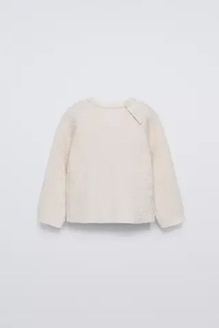 ZARA СВИТЕР С УЗОРОМ «КОСЫ», ЭКРЮ