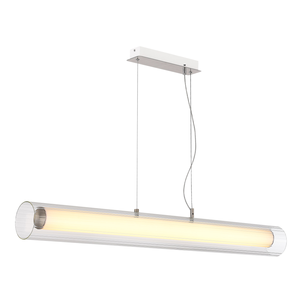 Светильник подвесной, Никель/Белый-прозрачный, ENFYS, LED 40W, 3000K/4000K/6000K