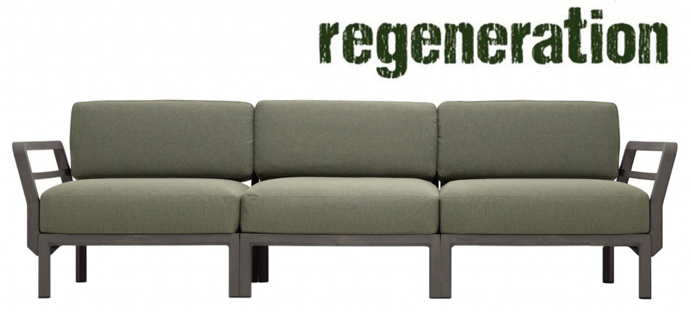 Диван пластиковый с подушками Nardi Maximo 3, терра, тимьян