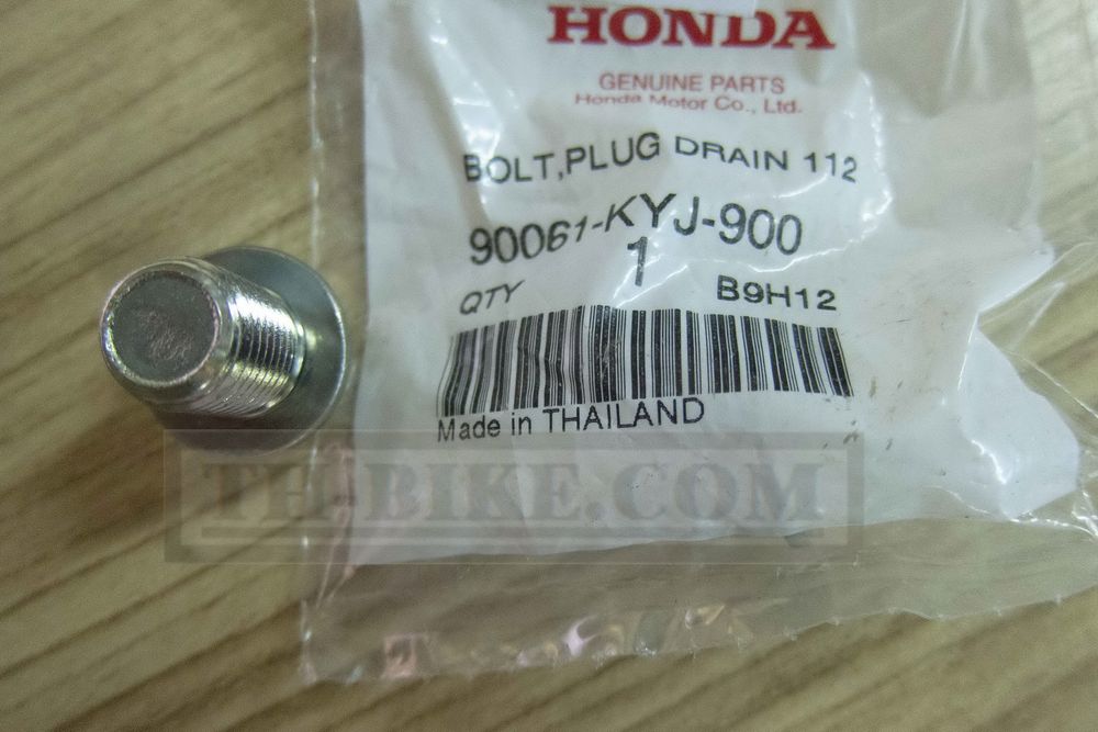 90061-KYJ-900. BOLT, DRAIN PLUG, 12MM. M12x15x1.25