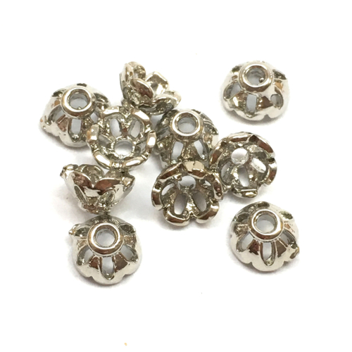 Шапочки для бусин 5х3 мм, родий