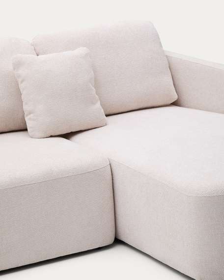 Трехместный диван-кровать Laira 246 см с левым шезлонгом, шенилл цвета экрю