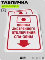 Табличка для бассейна "Кнопка экстренного выключения спа-зоны", на пляж, для общественной и частной зоны отдыха, информационная, 40х30 см, Silver Plane x Айдентика Технолоджи