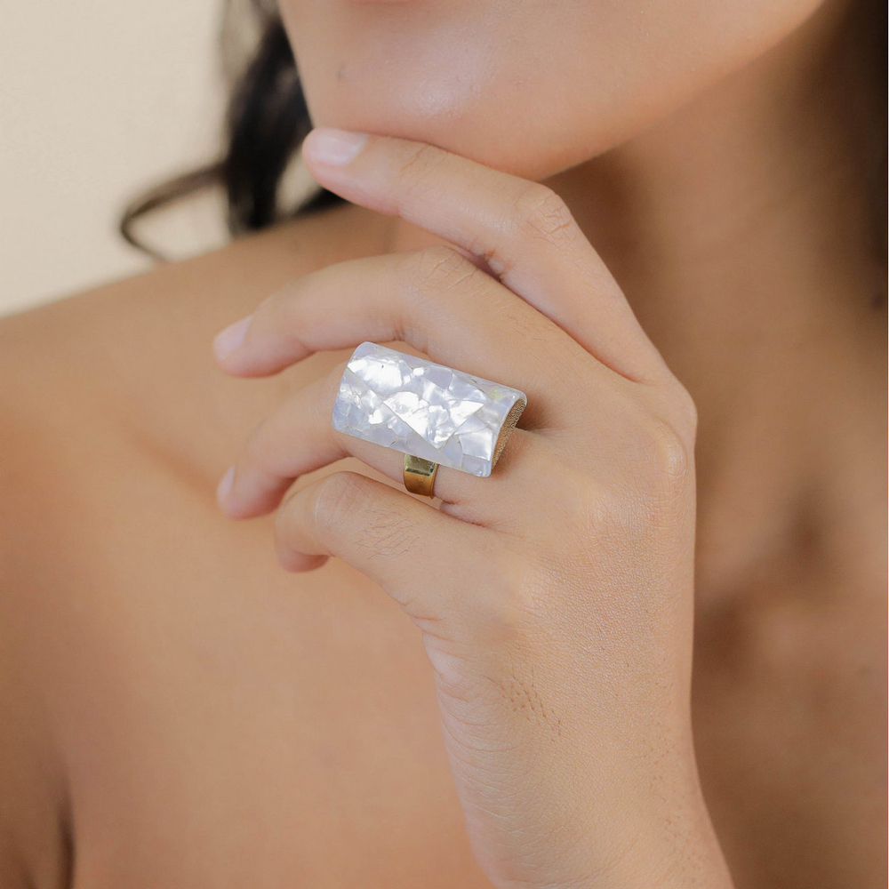 Кольцо Nature Bijoux, Okawa, разъемное, из дерева роблес, с перламутром, NB26.1-19-25971 (серый)