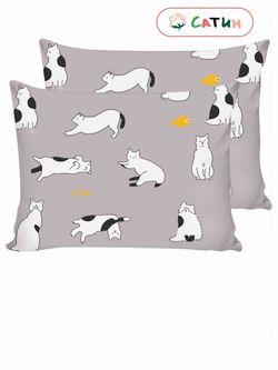 Наволочка комплект 2шт сатин Milky Garden "Локки" 40x60 см на молнии