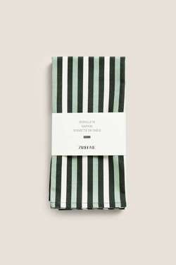 ZARA HOME УПАКОВКА ХЛОПЧАТОБУМАЖНЫХ САЛФЕТОК С ЦВЕТОЧНЫМ РИСУНКОМ (УПАКОВКА ИЗ 2 ШТУК), ЗЕЛЕНЫЙ