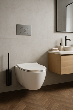 Ершик для унитаза STWORKI Стокгольм S36390BK настенный, черный, с подставкой и держателем