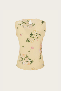 ТОП ИЗ ЖЕЛТОГО ШЕЛКА С АВТОРСКИМ ПРИНТОМ