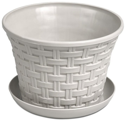 КАШПО РОТАНГ 1,3Л КРУГ С ПОДДОНОМ БЕЛЫЙ