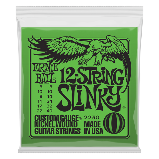 Струны для 12 струнной электрогитары ERNIE BALL 2230 Nickel Wound Slinky 8-40