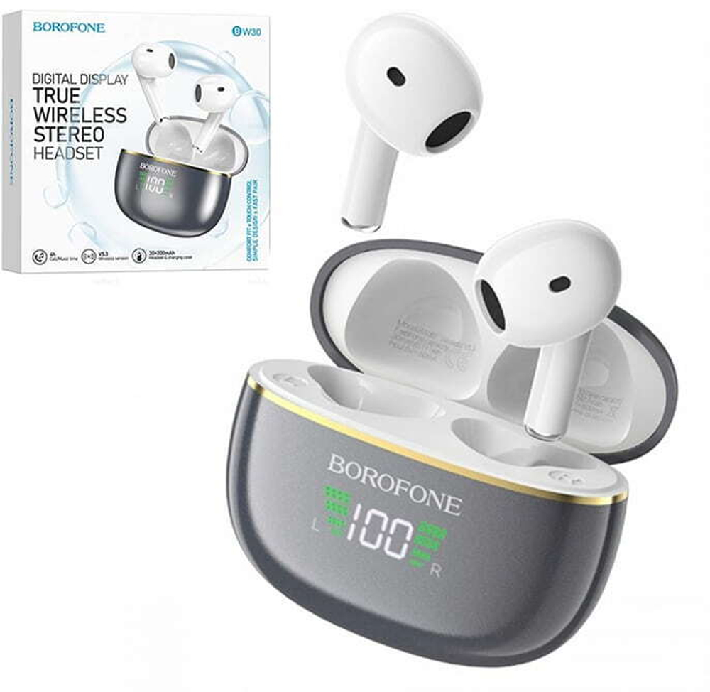 Беспроводные наушники TWS BOROFONE BW30 (серый)