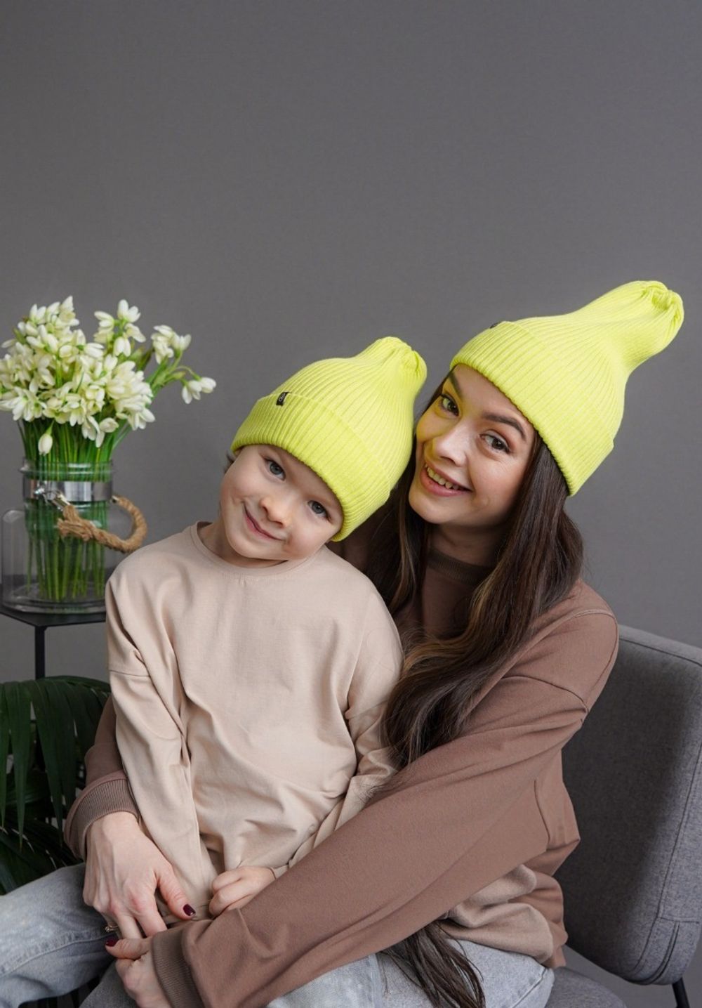 Шапка вязаная-резинка хлопковая КЭП(Сочный Лайм)