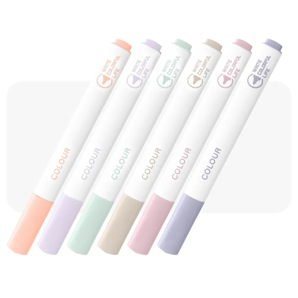 Текстовыделители Zuixua пастельные, 6 цветов, белый треугольный корпус, длина 142 мм, наконечник (толщина линии) 4 мм