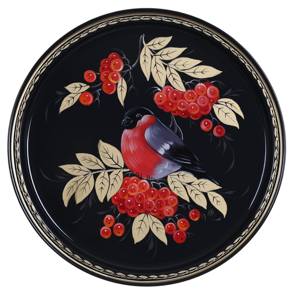 Жостовский поднос декоративный, размер 30 см (A9), металлический
