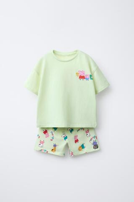 ZARA ПИЖАМА С ПРИНТОМ PEPPA PIG ™, ЛАЙМОВЫЙ