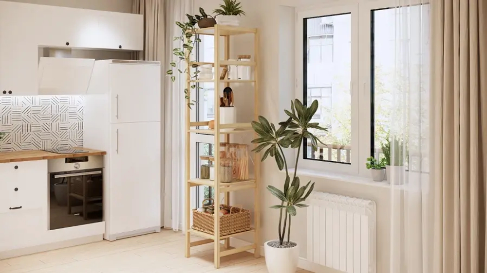 Стеллаж 5 полок - аналог IKEA/IVAR/ИВАР/УДОРА/ ИКЕА,  49x210x50см, под беленый дуб