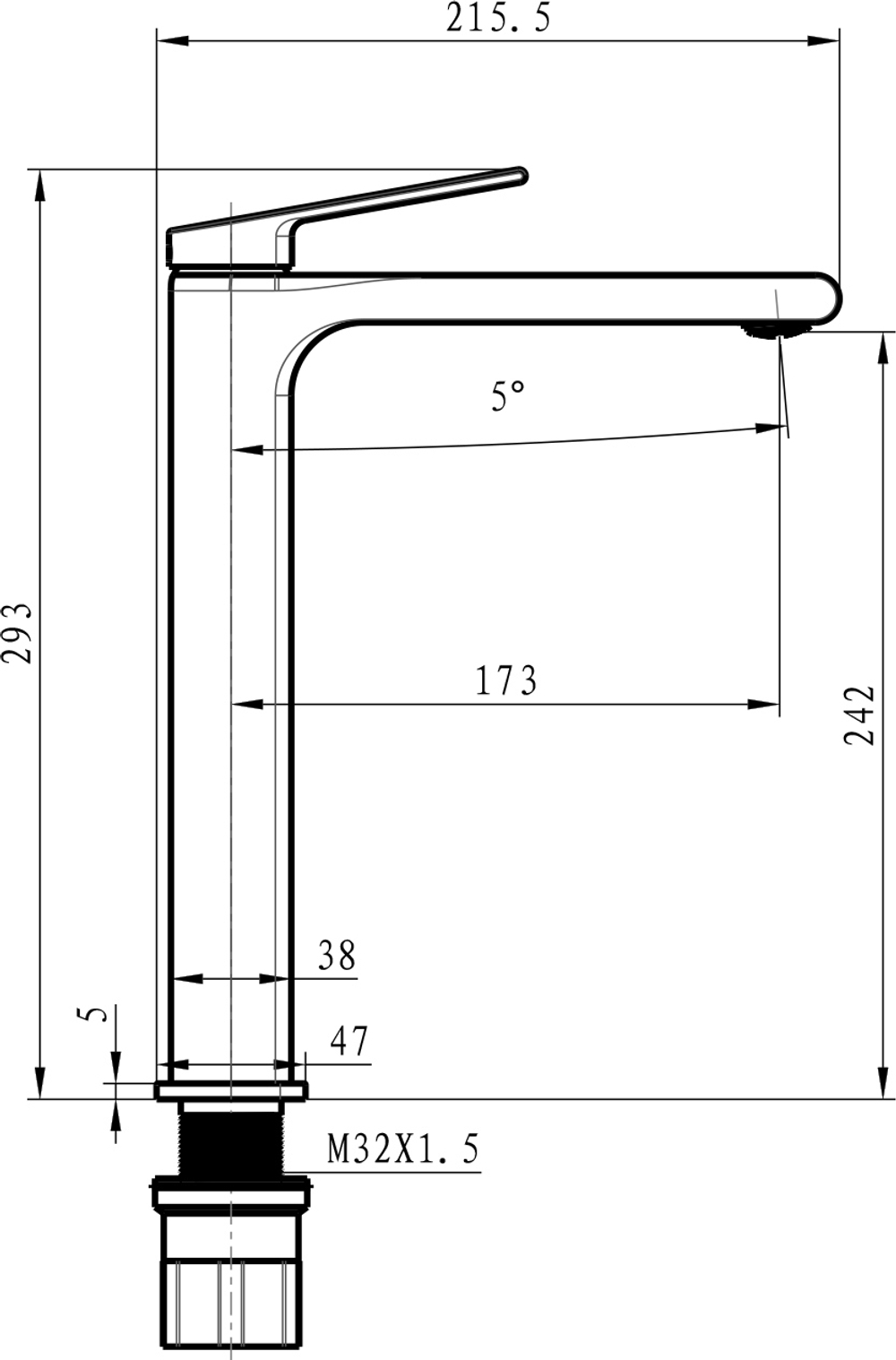 Смеситель для раковины STWORKI Ольборг S20020CR + донный клапан SD-001CR хром
