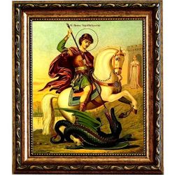 Святой Георгий Победоносец (Чудо о змие). Икона на холсте.