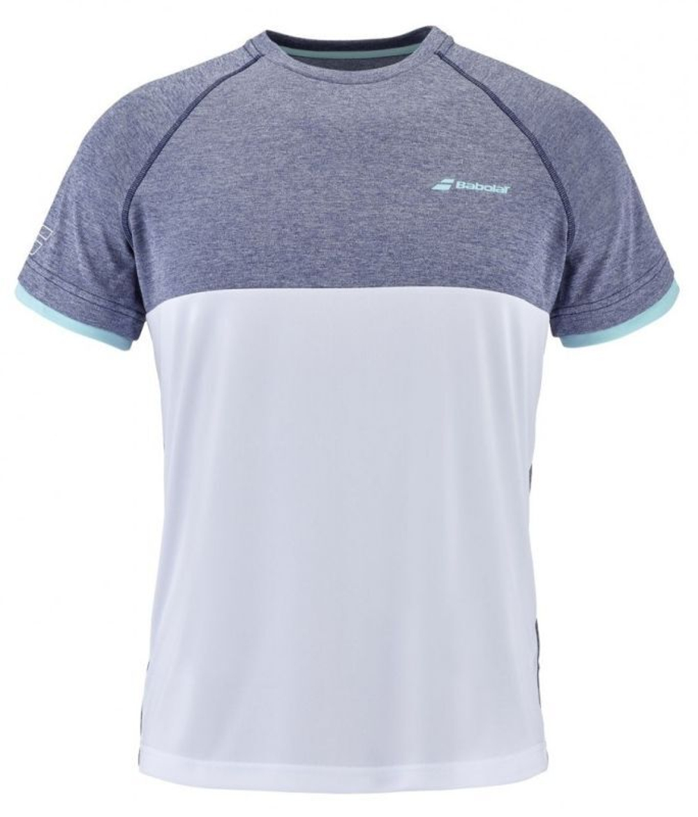 Мужская теннисная футболка Babolat Play Crew Neck Tee Men - white/blue heather