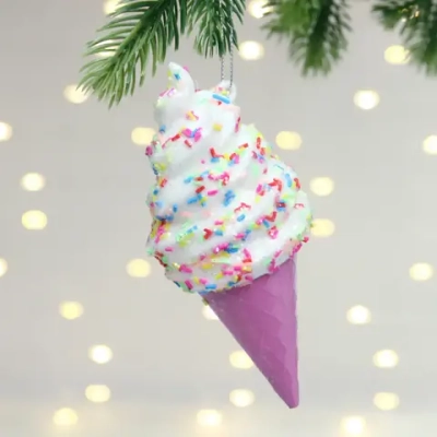 Елочная игрушка «Мороженка» 6*6*14 см, Розовый