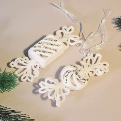 Подвеска "Веселые конфетки" 2шт 3,8*10,6см, белый/серебро