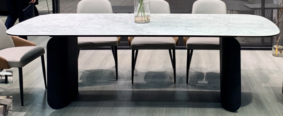 Стол NORD 240 MARBLES KL-99 Белый мрамор, итальянская керамика / черный каркас