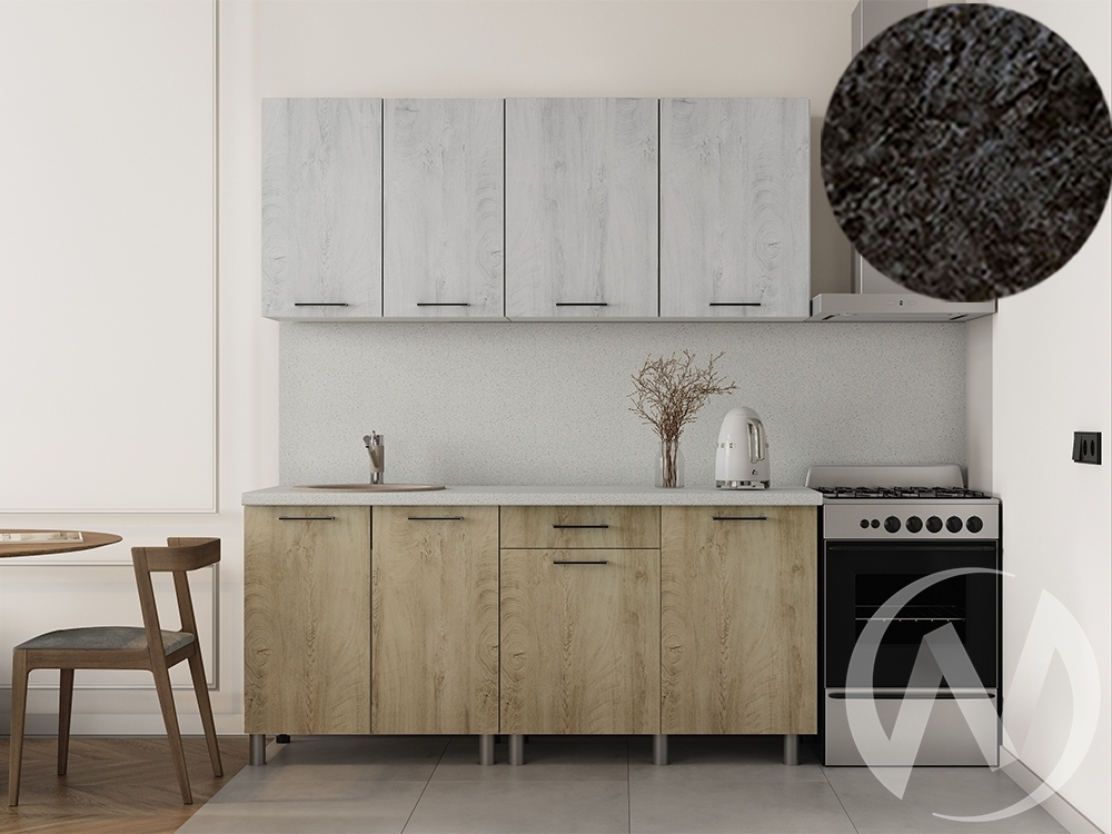 Кухня Одри 1.8м (корпус белый/дуб остин серый; дуб остин бежевый) 26мм кастилло темный