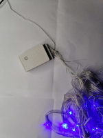 Гирлянда Бахрома 6метров 200 диодов сосулька синяя с белыми led каучук черный