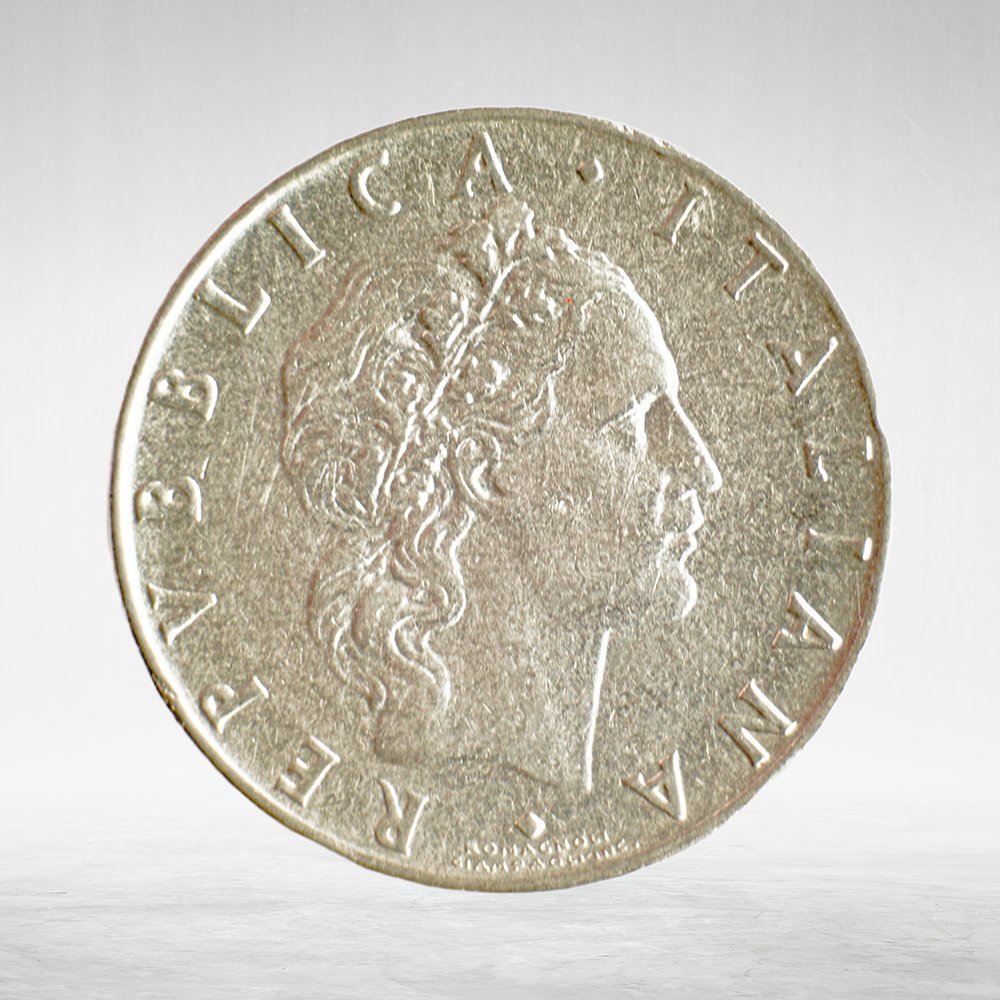 Italy 50 Lire 1967 R "Vulcan at Anvil – Large Type", XF