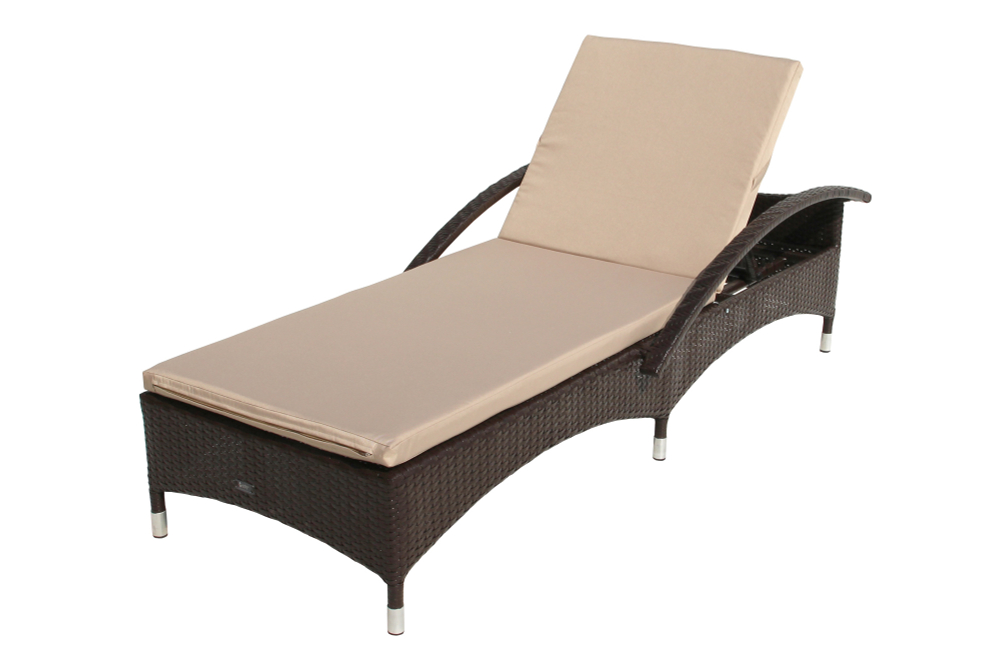 Лежак Garden Story Мальта-2 ротанг искусственный (коричневый) матрас бежевый